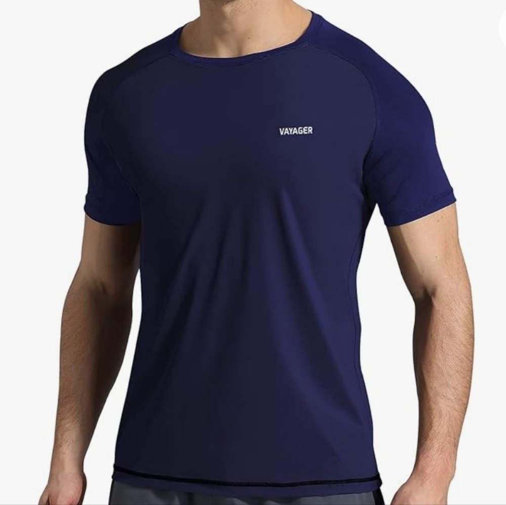 VAYAGER Men's Swim Shirts Rash Guard UPF 50+ T Shirts Quick Dry Loose Fit Water